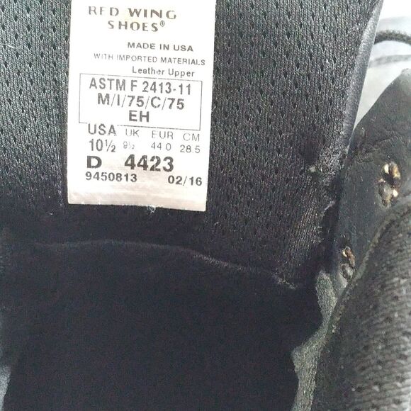 Red Wing Shoes Work Boots Safety Toe EH Rated Black Leather USA Made 10.5 - Picture 4 of 10
